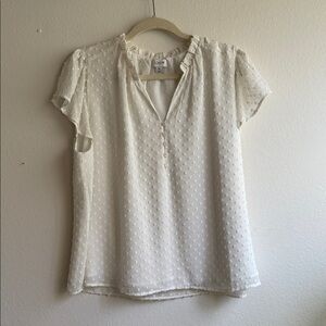 J. Crew Cream Swiss Dot Short Sleeve Blouse